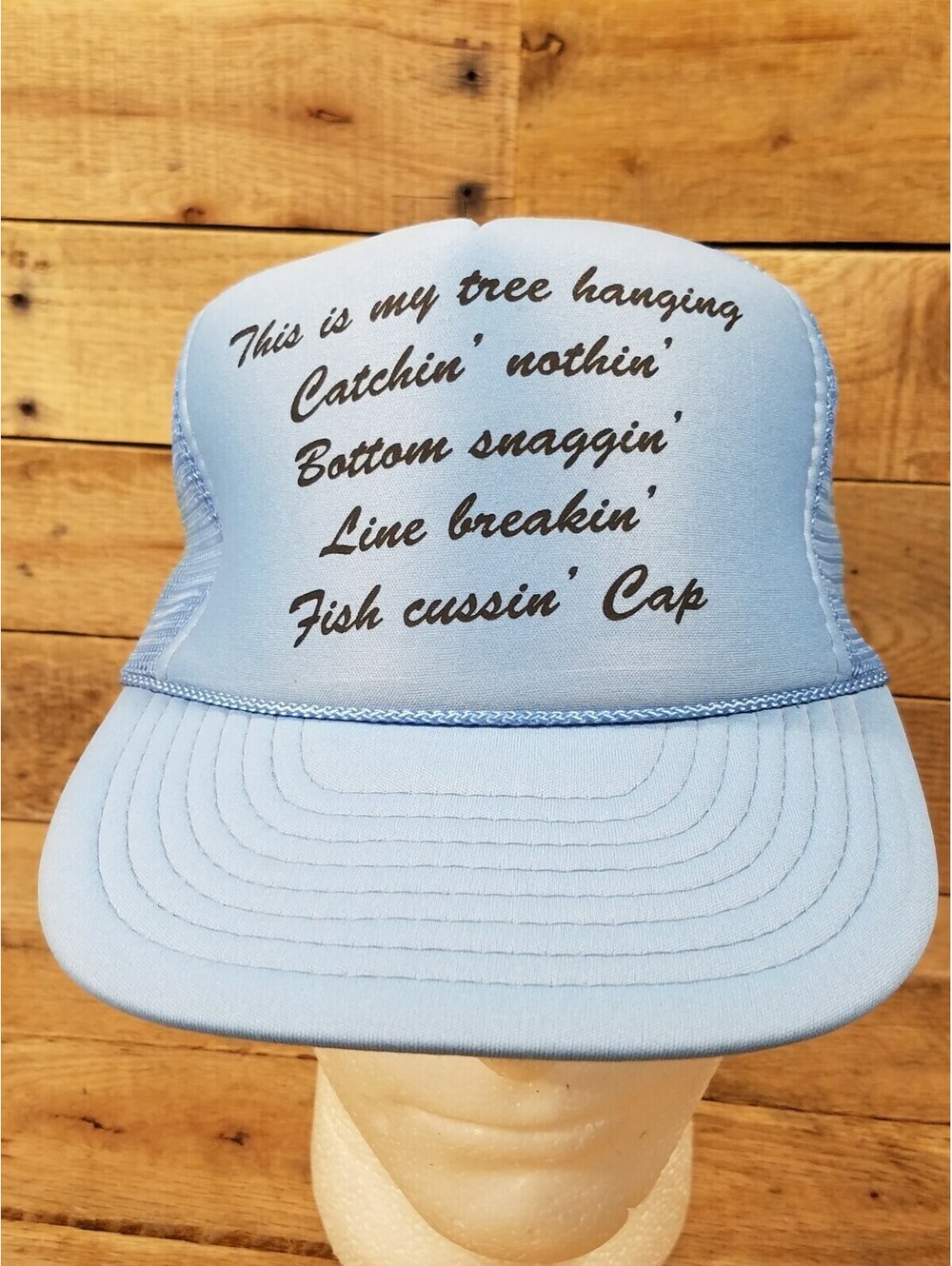 Powder Light Blue Long Saying Fish Fishing Hat Trucker Cap Trucker Hat
